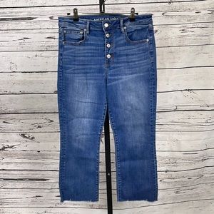 American Eagle High-Rise Cropped Flare Jeans Size 12 Short
